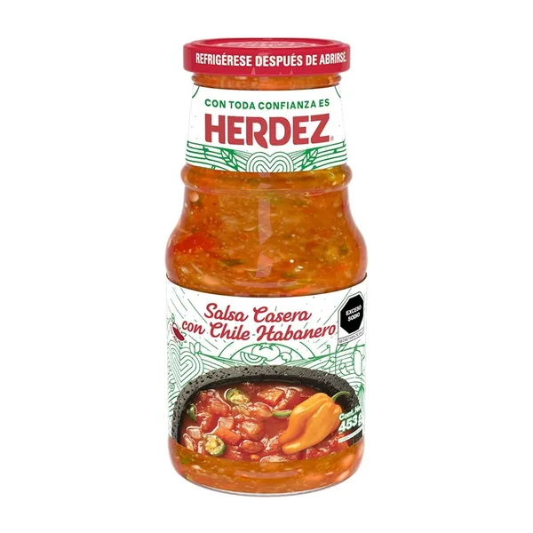 SALSA HERDEZ 453 GR SALSA CASERA HABANERO GLASS | 12 x 453g