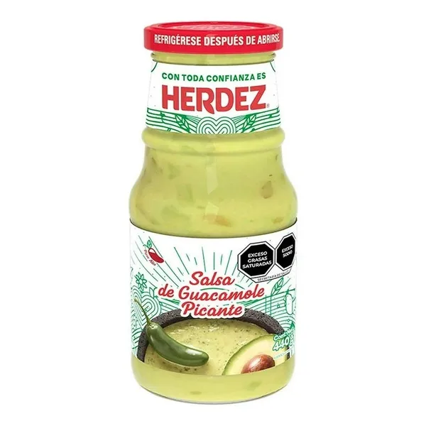 SALSA HERDEZ 440 GR SALSA GUACAMOLE PICANTE GLASS | 12 x 440g
